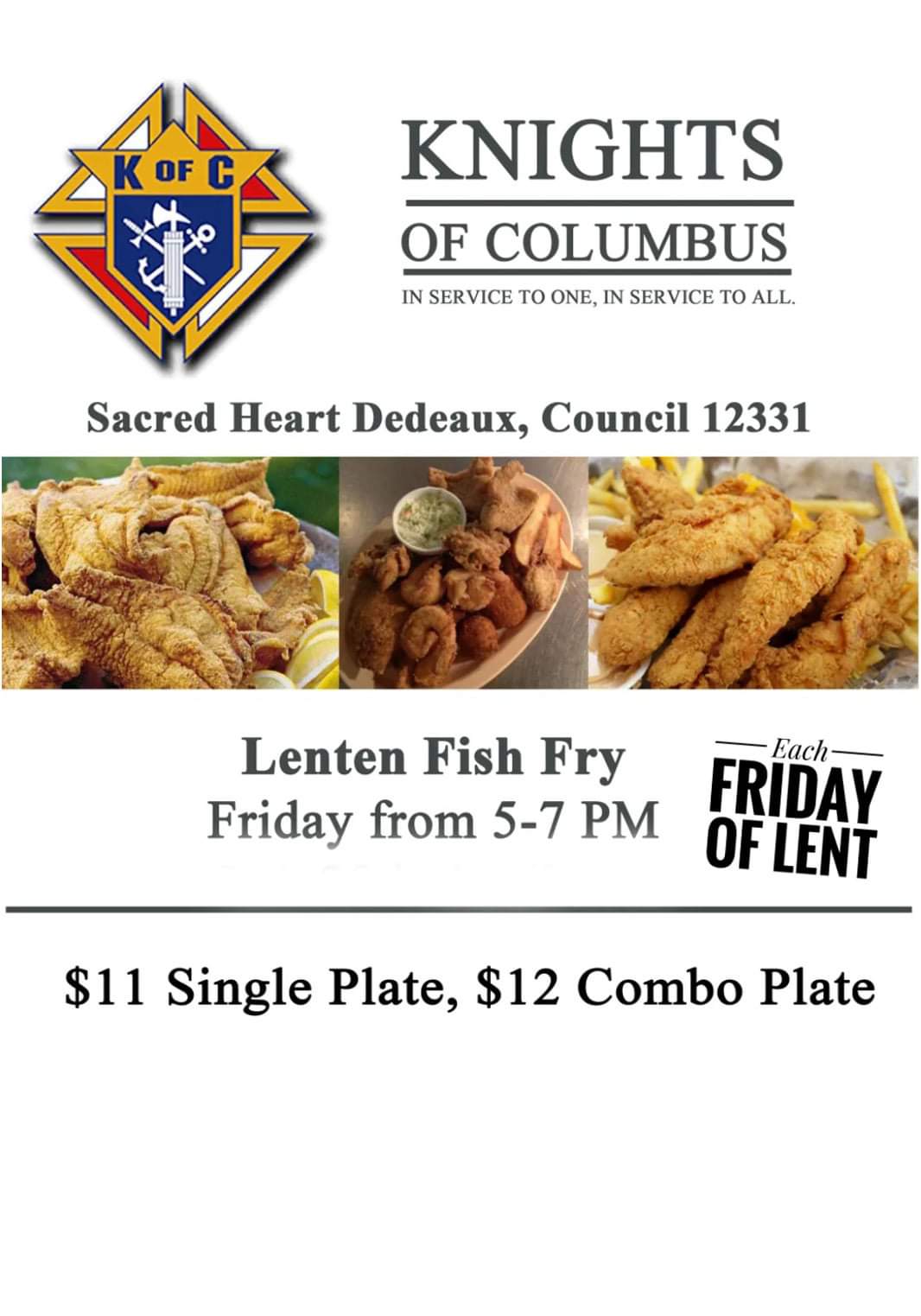 Lenten Fish Fry SACRED HEART CATHOLIC CHURCH